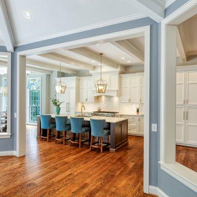 dramatic opening to eating area in kitchen